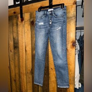 VERVET BY FLYING MONKEY Light Blue High-Rise Button-Fly Skinny Jeans